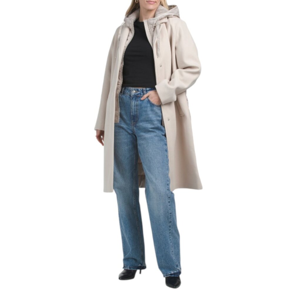 SAM EDELMAN Oatmeal Faux Wool Jacket With Bib